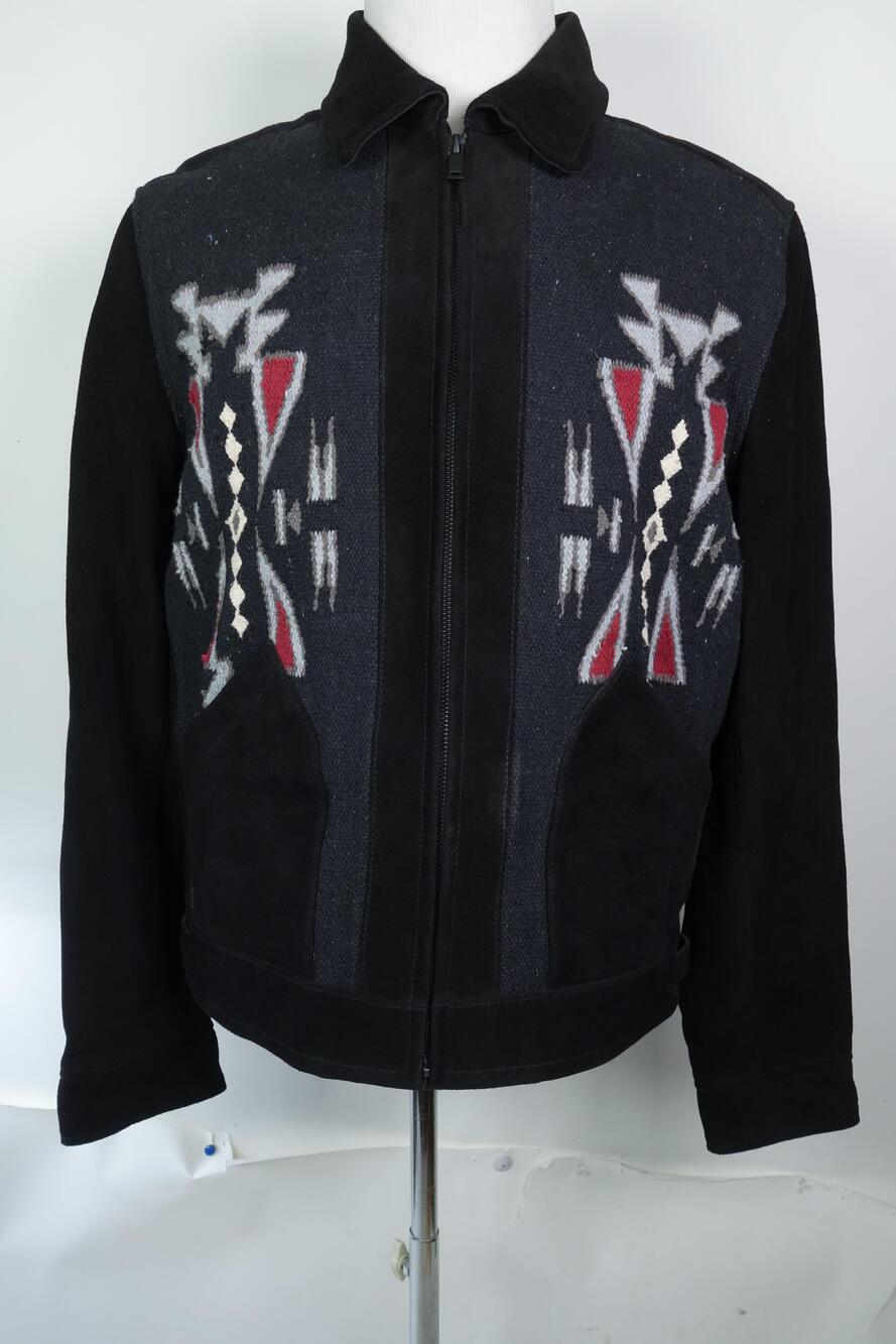 Moon Shine Spirit Outlaw Jacket Mens Medium Black Leather Western Aztec Bomber